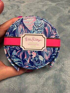 Lilly Pulitzer coaster set in the Scale Up print